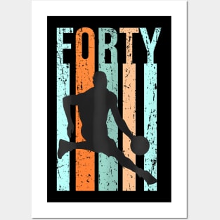 40th Birthday Mens Basketball Distressed Style Posters and Art